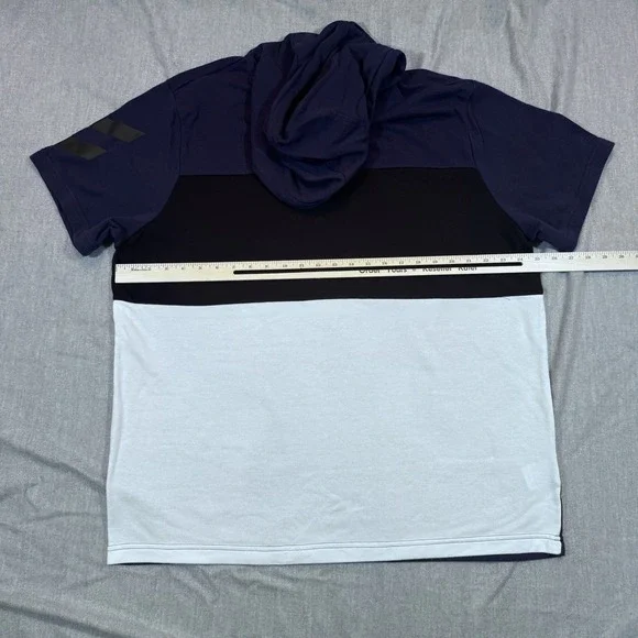 Ideology ID Shirt Mens 2XL Blue/White‎ Colorblock Hoodie Athletic Short Sleeve - Picture 5 of 9